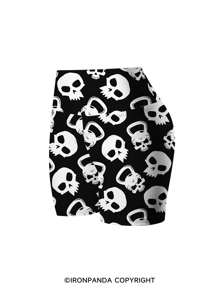 KETTLEBELL SKULL FITNESS Yoga Printed Yoga Cycling Shorts