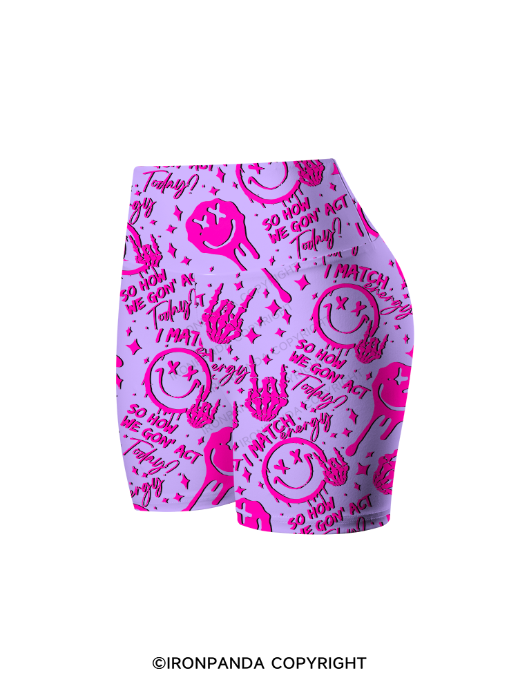 How We Gonna Act Today Smile Printed Yoga Cycling Shorts