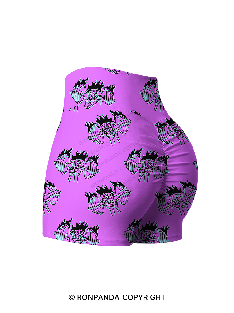 Flame Barbell Printed Yoga Shorts