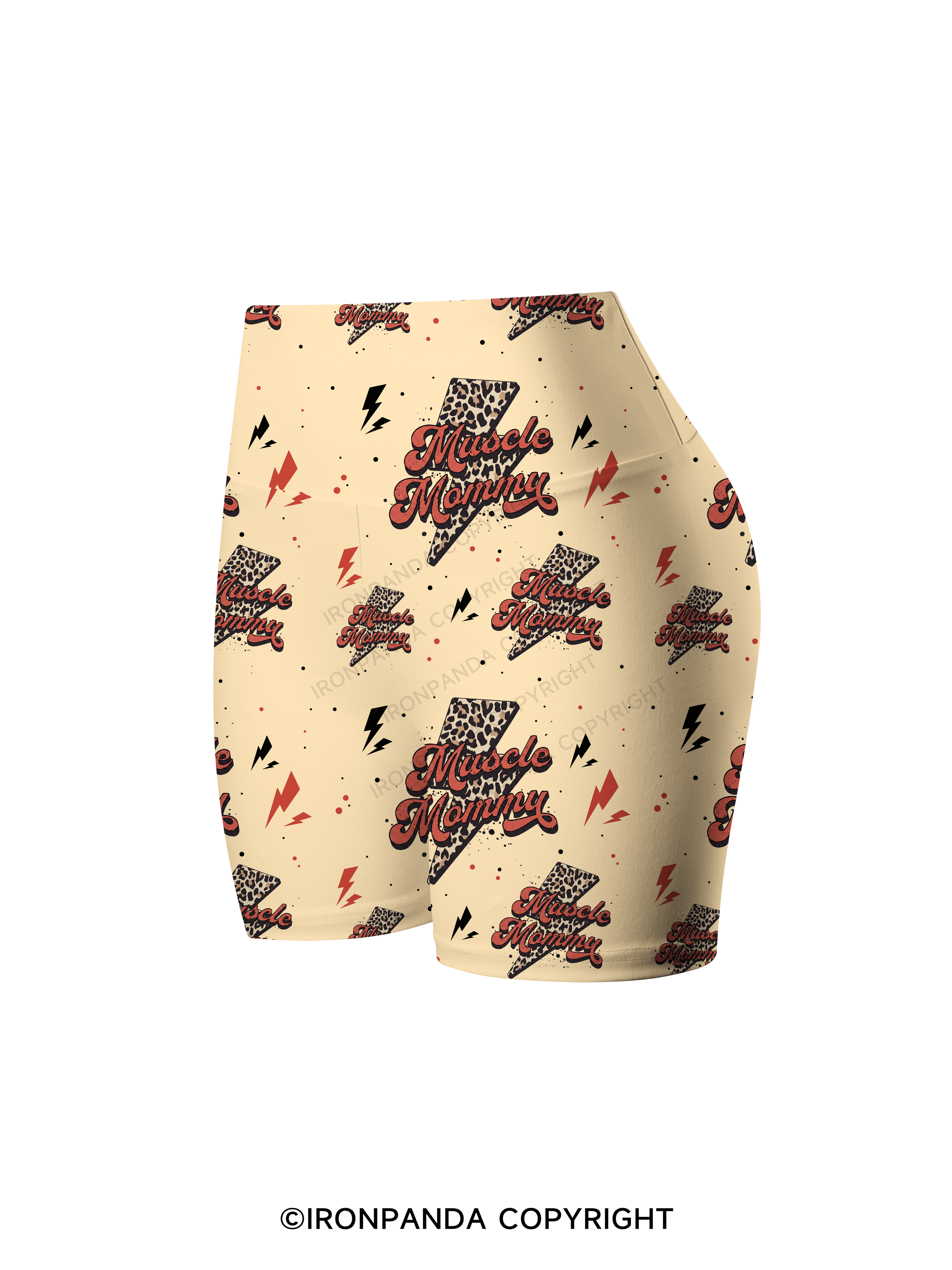 Retro Muscle Mommy Printed Yoga Cycling Shorts