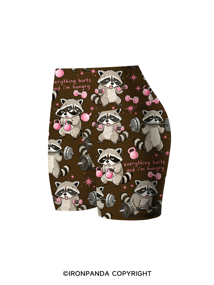 Everything Hurts And I’m Hungry Printed Yoga Cycling Shorts
