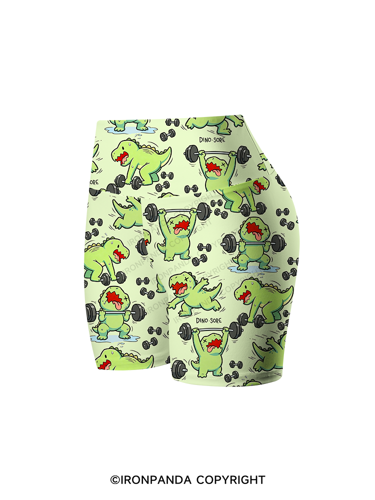 ANGRY LITTLE DINO STRENGTH CAMP Printed Yoga Cycling Shorts