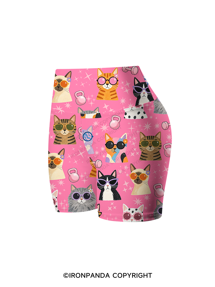 COOL CATS FITNESS PARTY Yoga Printed Yoga Cycling Shorts