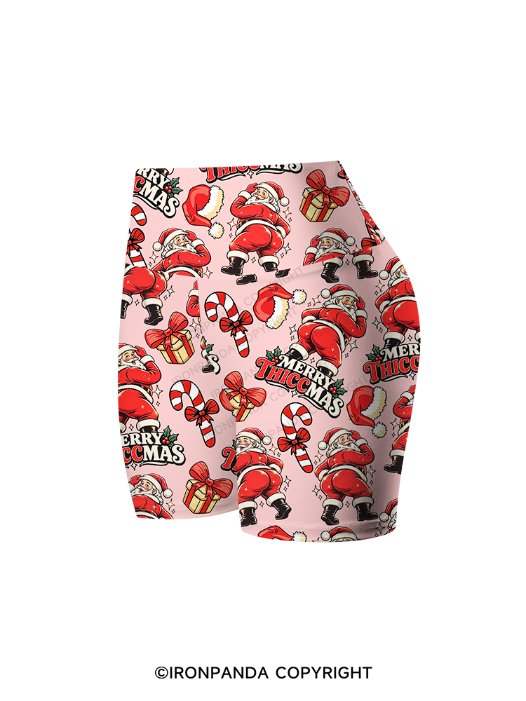 Merry Thiccmas Printed Yoga Cycling Shorts