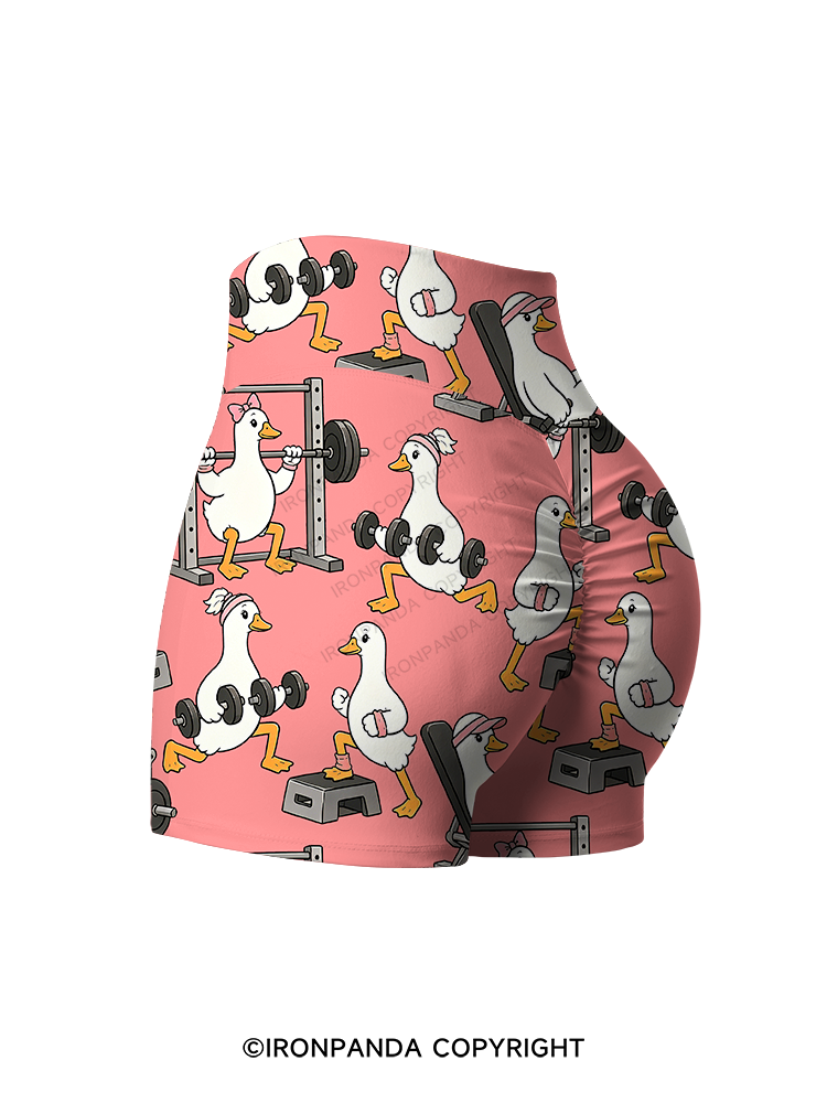 Full Duck Power, Burning Calories Printed Yoga Shorts