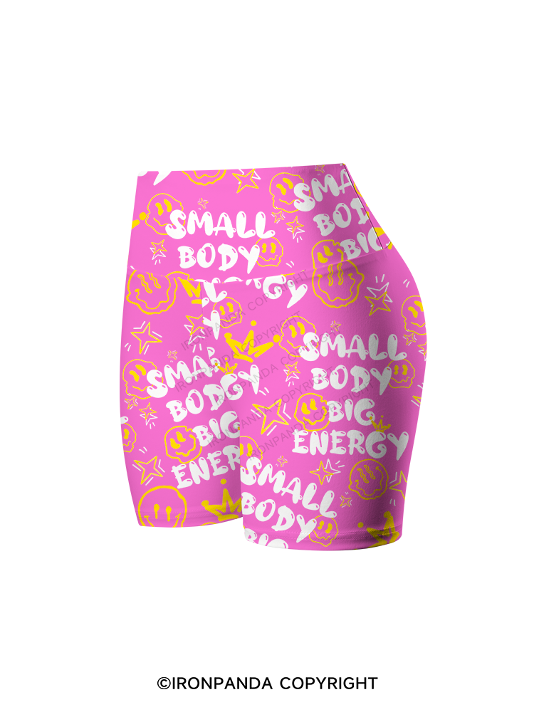 SMALL BODY BIG ENERGY Printed Yoga Cycling Shorts