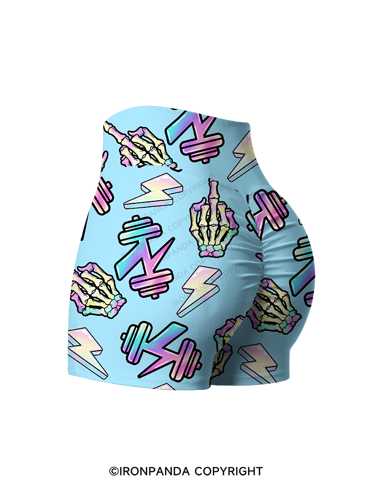 Rebellious Skeleton Printed Yoga Shorts