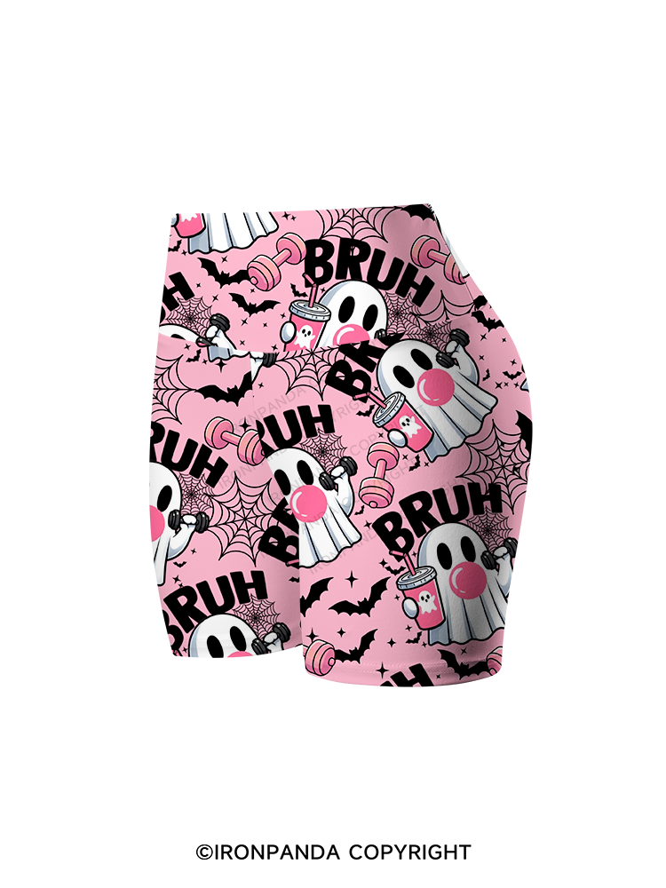 Bruh Ghost Workout Printed Yoga Cycling Shorts