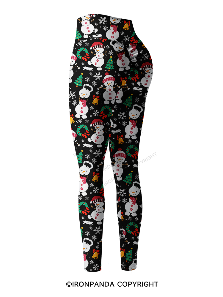 Sweatin with my Snowmies Printed Yoga Pants