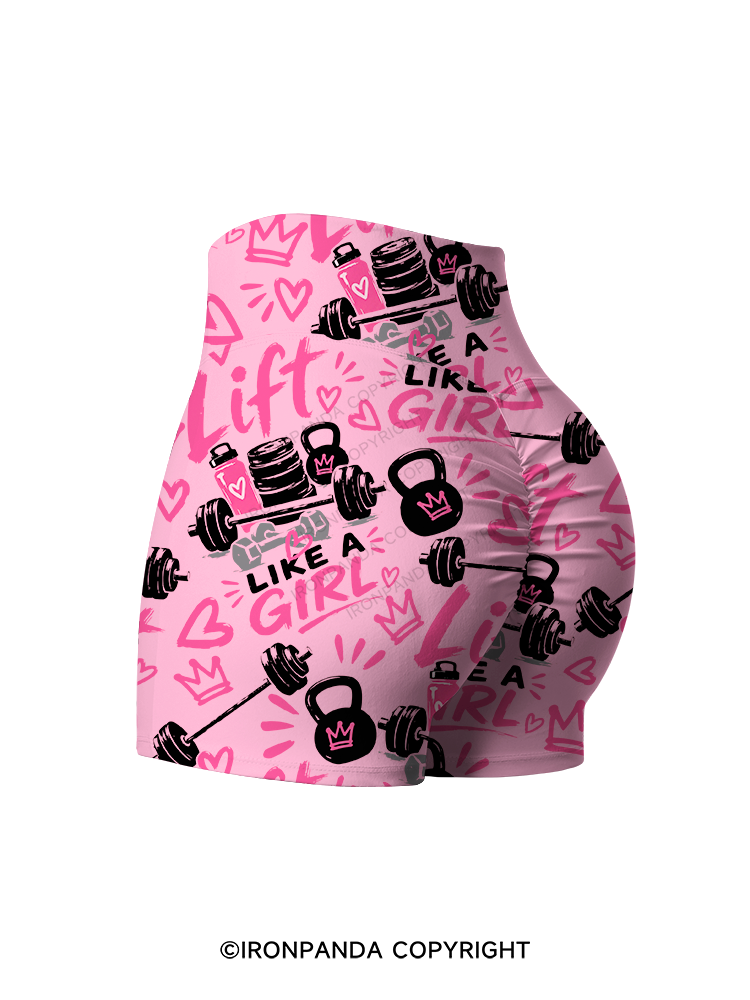 Lift Like a Girl Printed Yoga Shorts