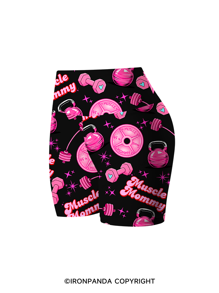 MUSCLE MOMMY Printed Yoga Cycling Shorts