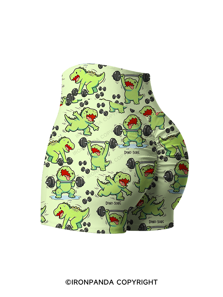 ANGRY LITTLE DINO STRENGTH CAMP Printed Yoga Shorts