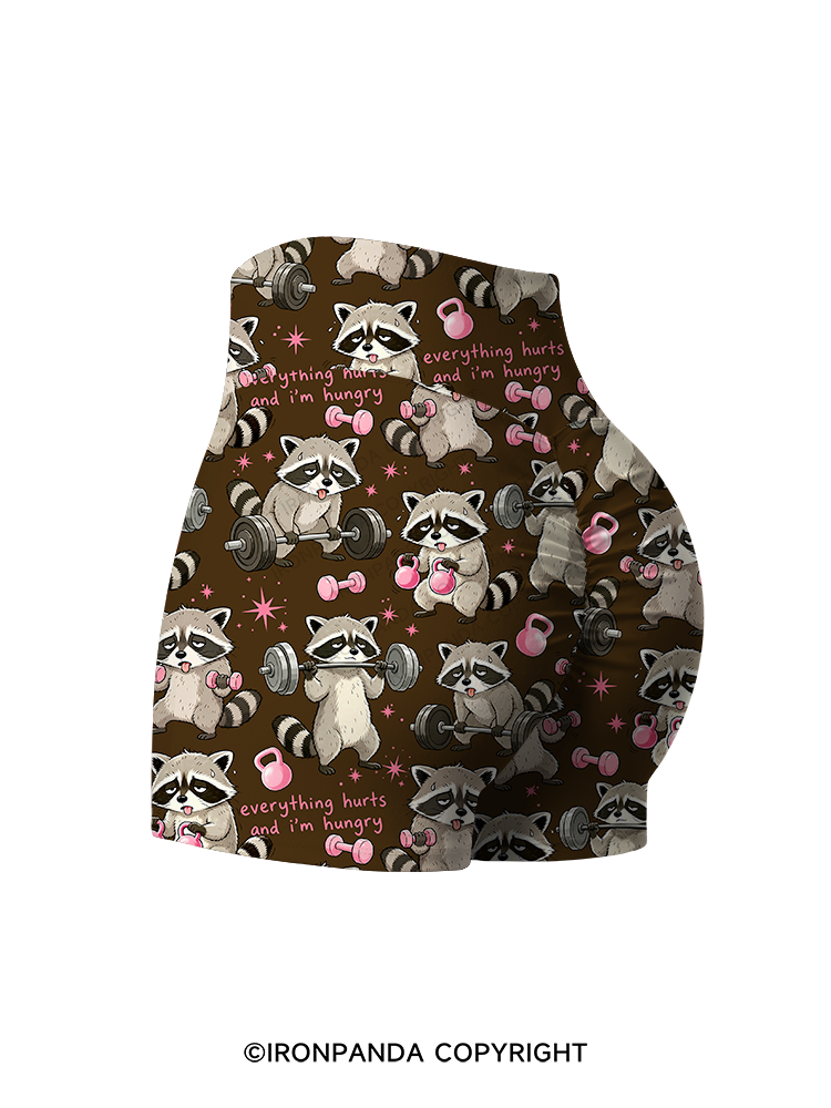 Everything Hurts And I‘m Hungry Printed Yoga Shorts