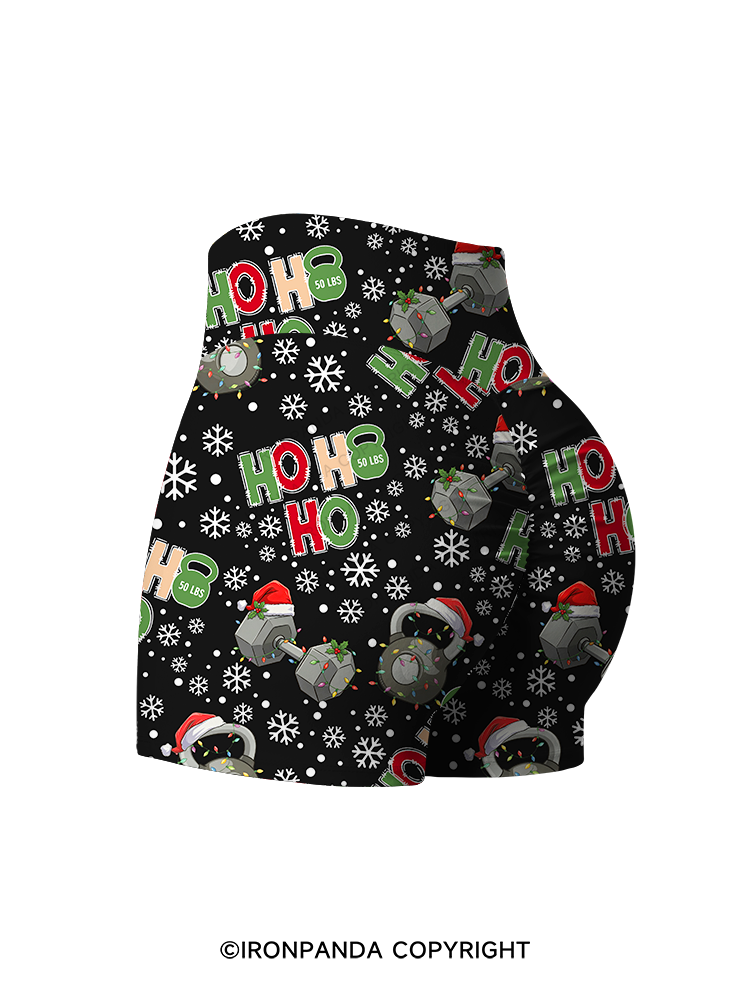 HOHOHO MERRY LIFTMASS Printed Yoga Shorts