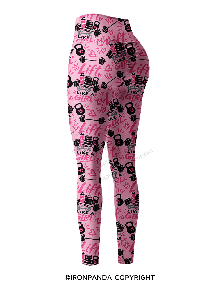 Lift Like a Girl Printed Yoga Pants