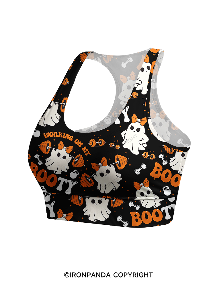 Working On My Booty Racerback Sports Bra