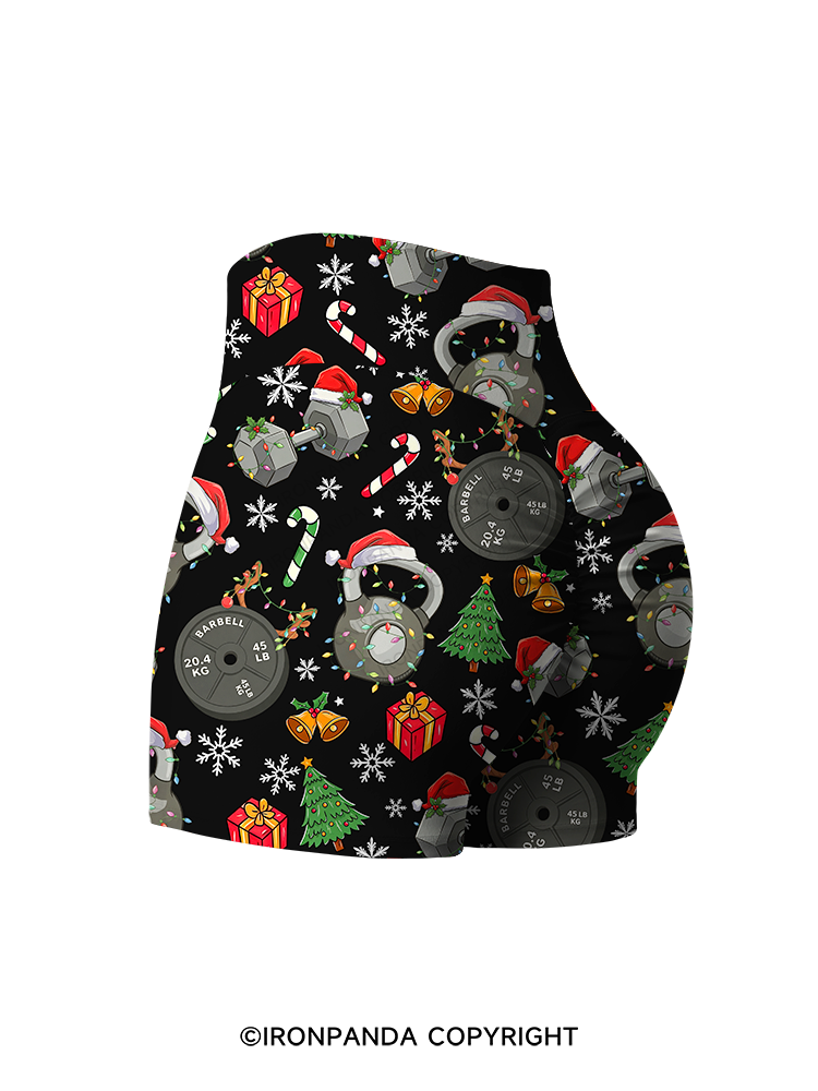 Christmas Fitness Printed Yoga Shorts