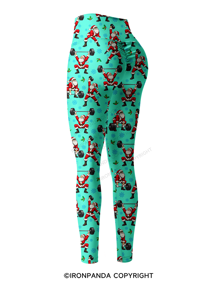 Santa Lifting Christmas Workout Yoga Printed Yoga Pants