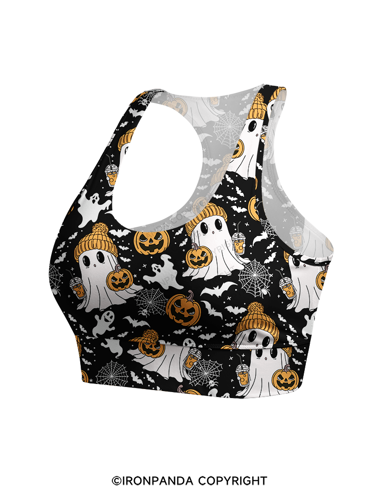 GHOST WITH ICED COFFEE Racerback Sports Bra