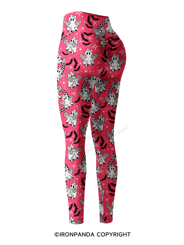 PINK HALLOWEEN POWER PARTY Printed Yoga Pants