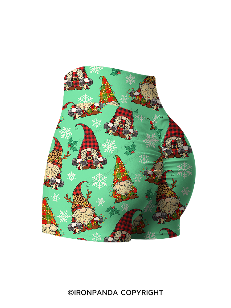 Fitness Christmas Elf Printed Yoga Shorts