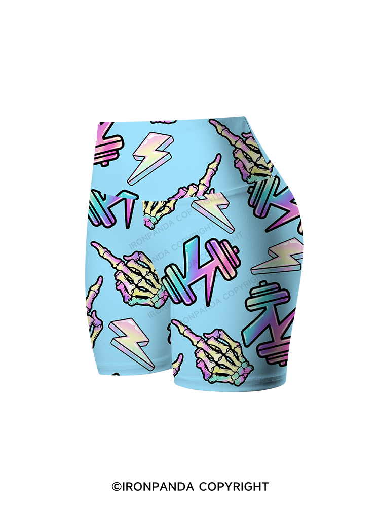 Rebellious Skeleton Printed Yoga Cycling Shorts