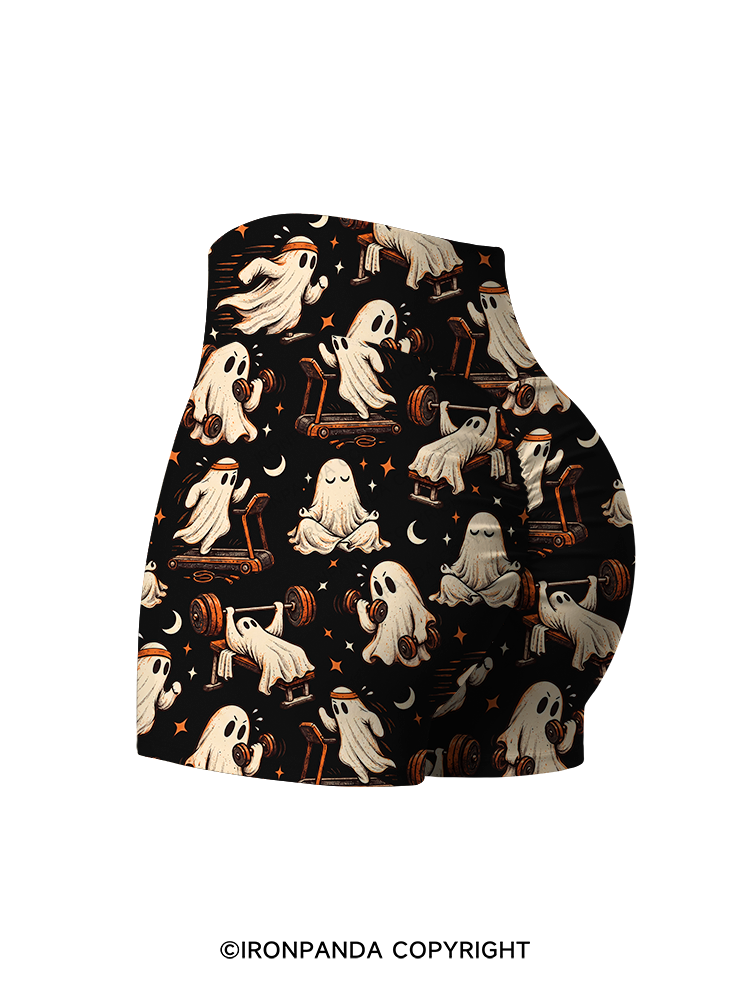 Funny Ghost Weightlifting Fitness Printed Yoga Shorts