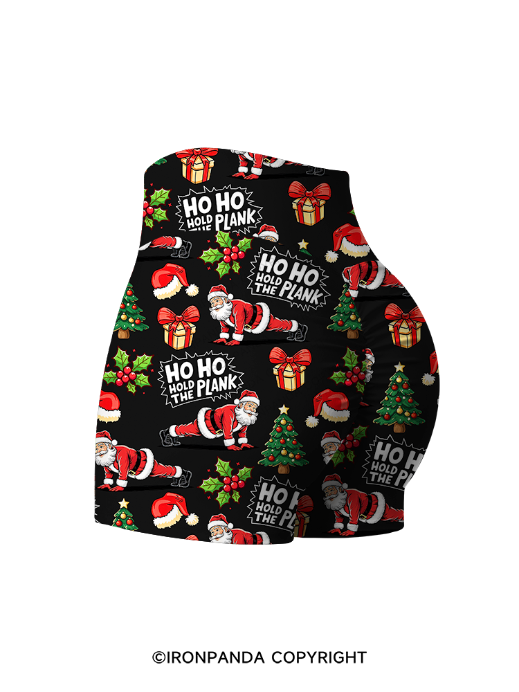 Ho Ho Hold the Plank Printed Yoga Shorts