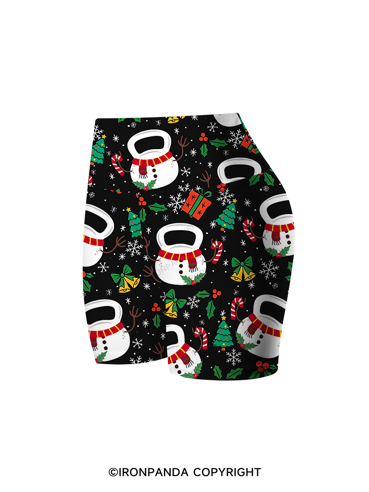 Frosty Kettlebell Printed Yoga Cycling Shorts