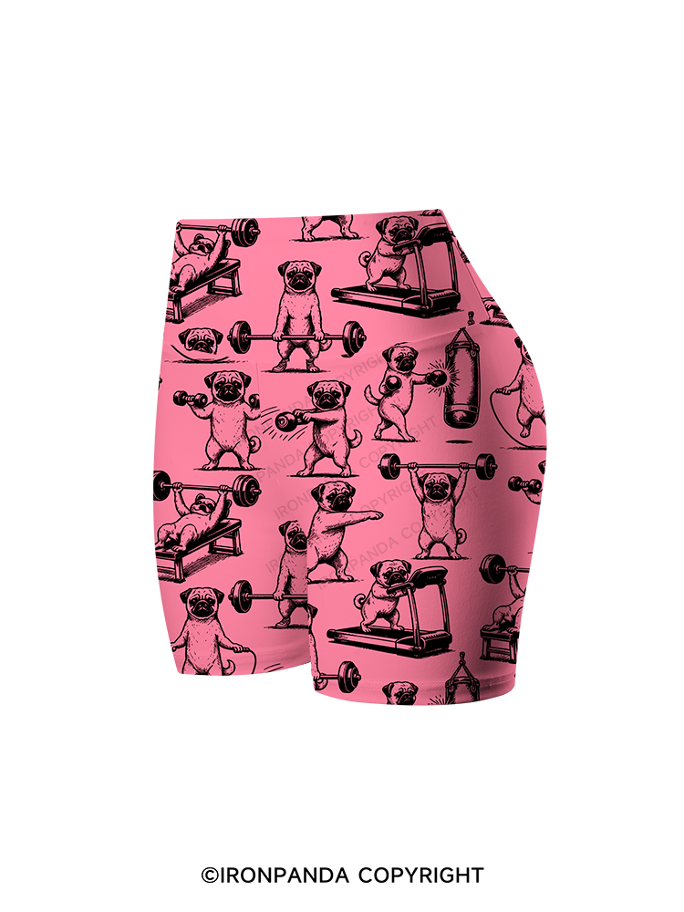 Pug Workout Yoga Printed Yoga Cycling Shorts