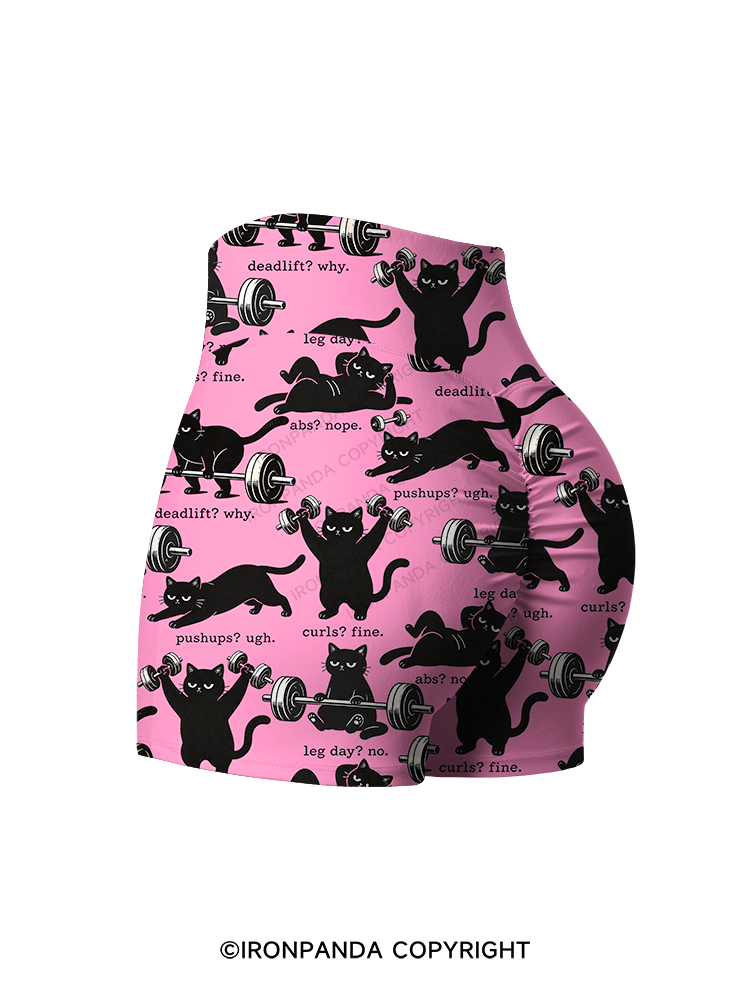 Funny Gym Cat Yoga Printed Yoga Shorts