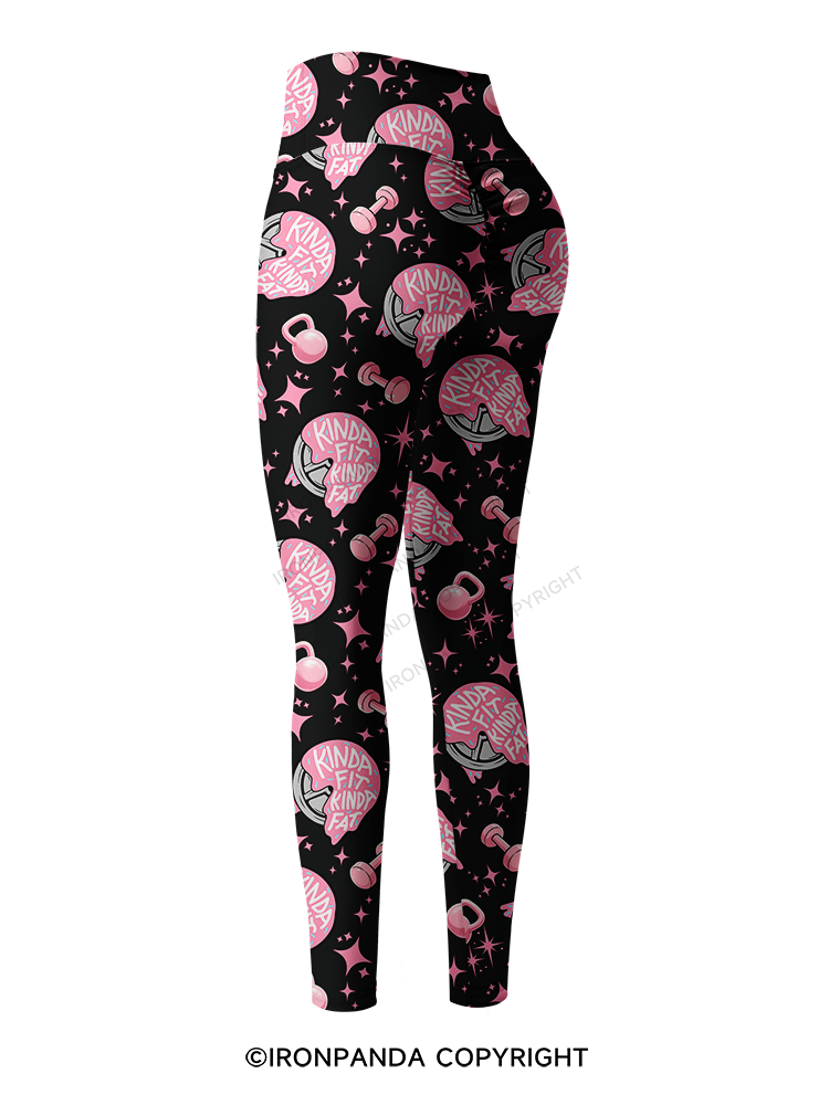 KINDA FIT KINDA FAT DONUT PLATE Printed Yoga Pants