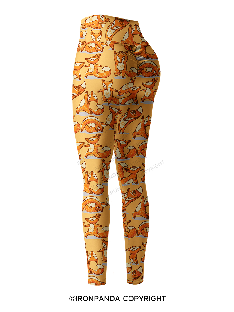 YOGA FOXES IN THE WARM MORNING SUN Printed Yoga Pants