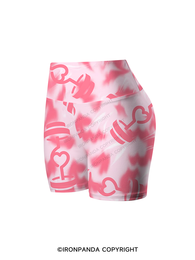 Pink Love Gym Printed Yoga Cycling Shorts