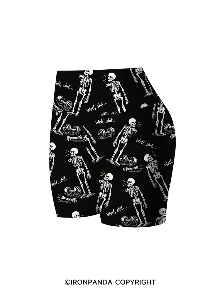Well Shit Skeleton Printed Yoga Cycling Shorts