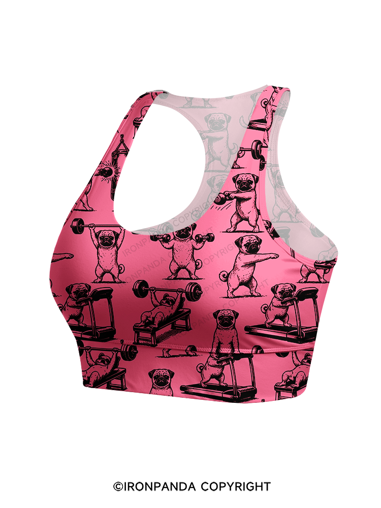 Pug Workout Yoga Racerback Sports Bra