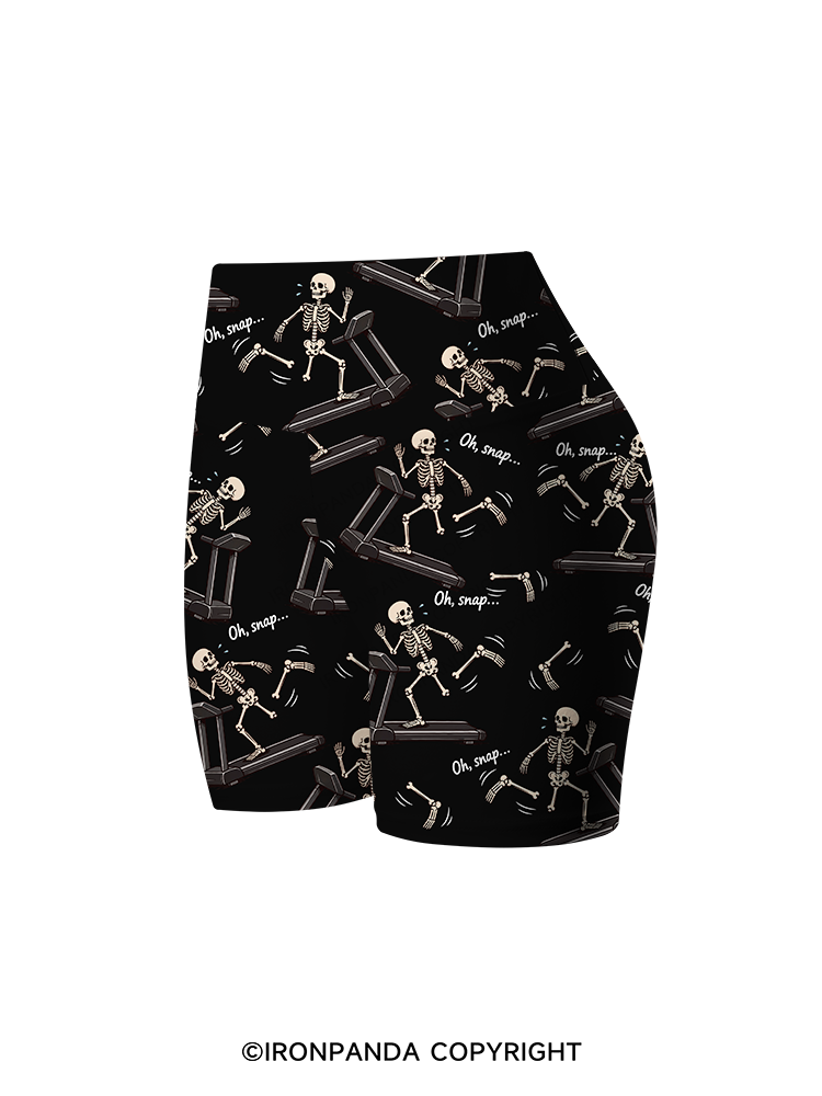 Oh Snap Funny Skeleton Printed Yoga Cycling Shorts