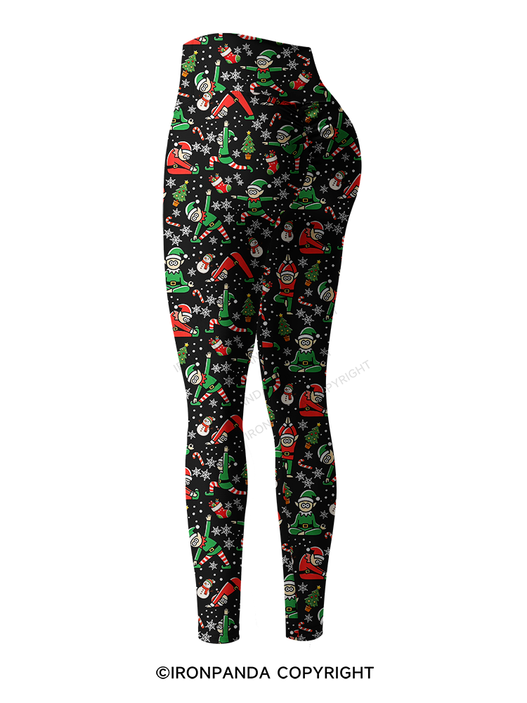 Funny Christmas Elf Printed Yoga Pants
