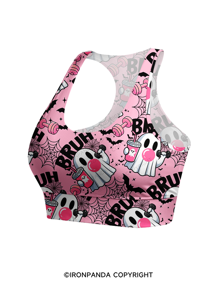 Bruh Ghost Workout Racerback Sports Bra