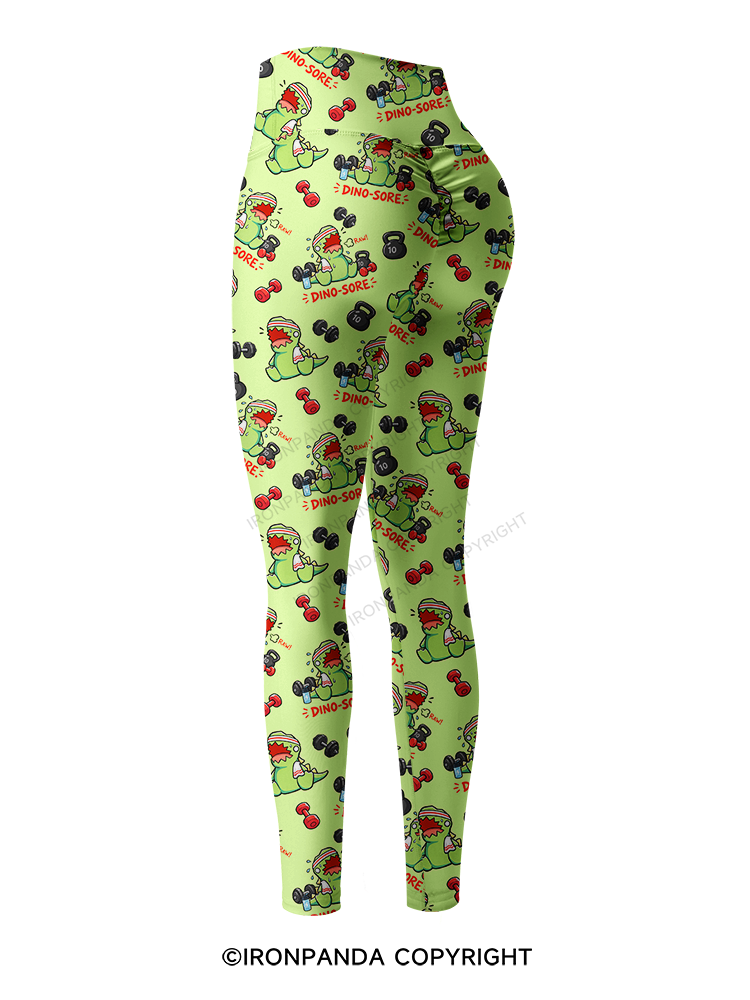 DINO-SORE GYM Printed Yoga Pants