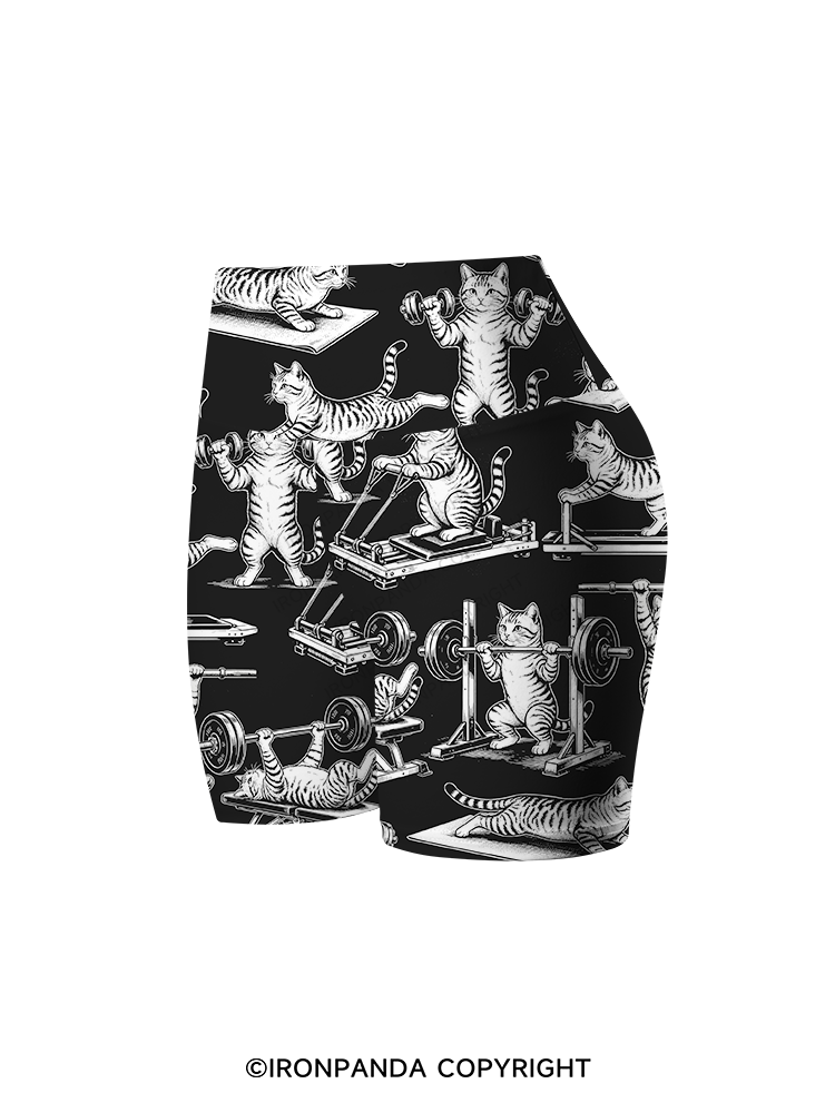 Fitness Cute Cat Printed Yoga Cycling Shorts