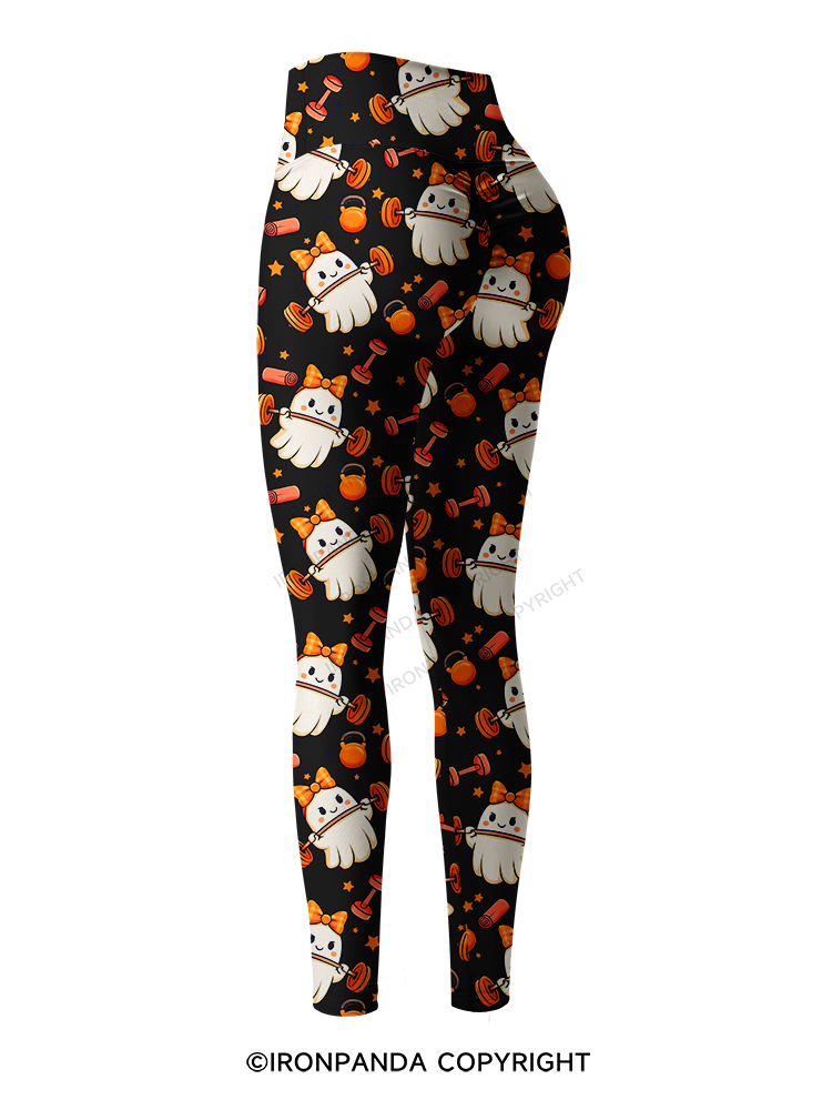 WORKING ON MY BOOTY FUNNY GHOST Printed Yoga Pants