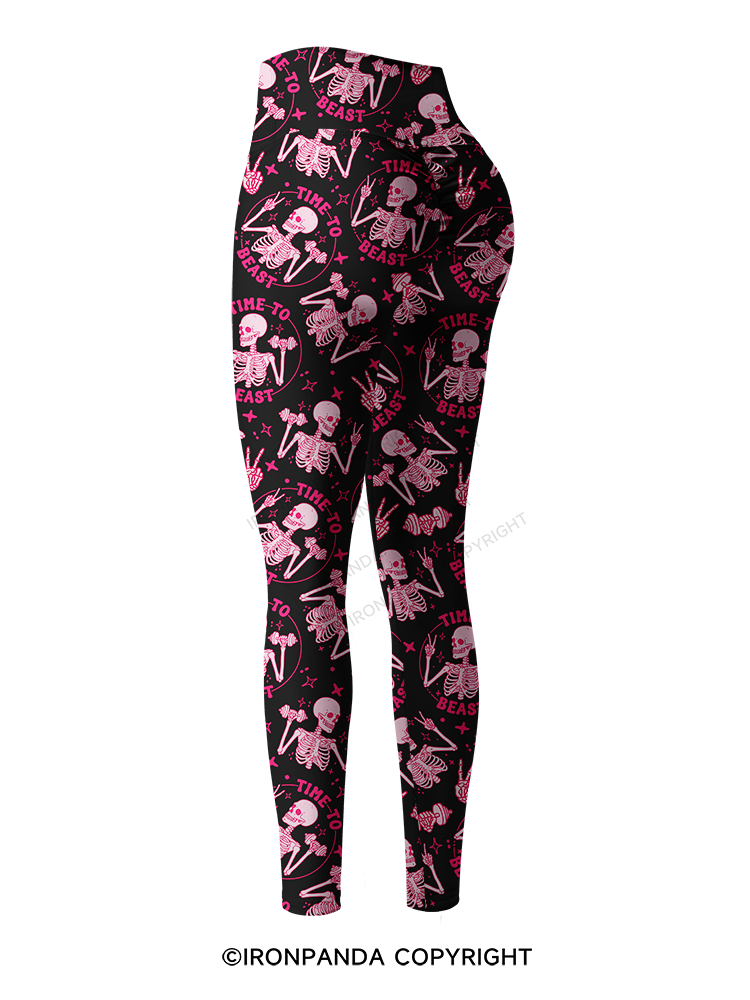 TIME TO BEAST Printed Yoga Pants