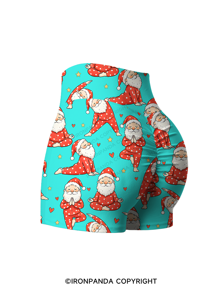 Funny Santa Yoga Printed Yoga Shorts