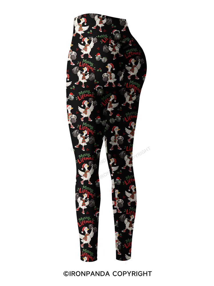 Weightlifting Christmas Goose Printed Yoga Pants