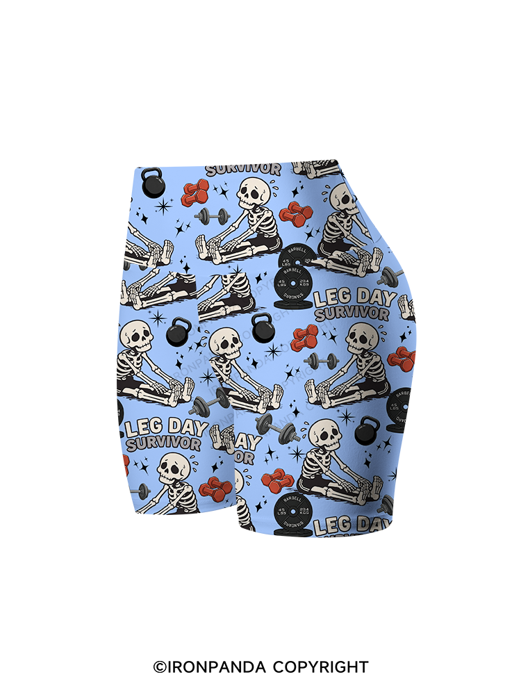 Leg Day Survivor Printed Yoga Cycling Shorts