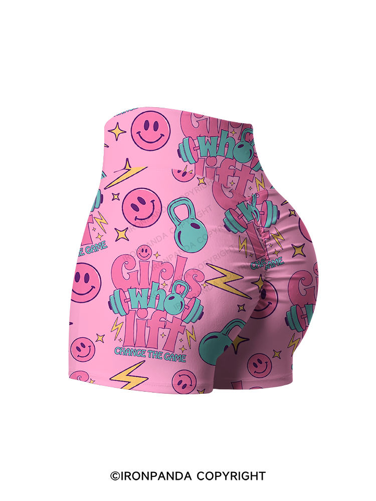 Girls who lift change the game Printed Yoga Shorts