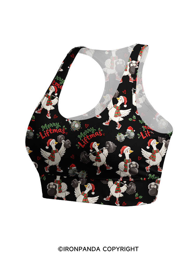 Weightlifting Christmas Goose Racerback Sports Bra
