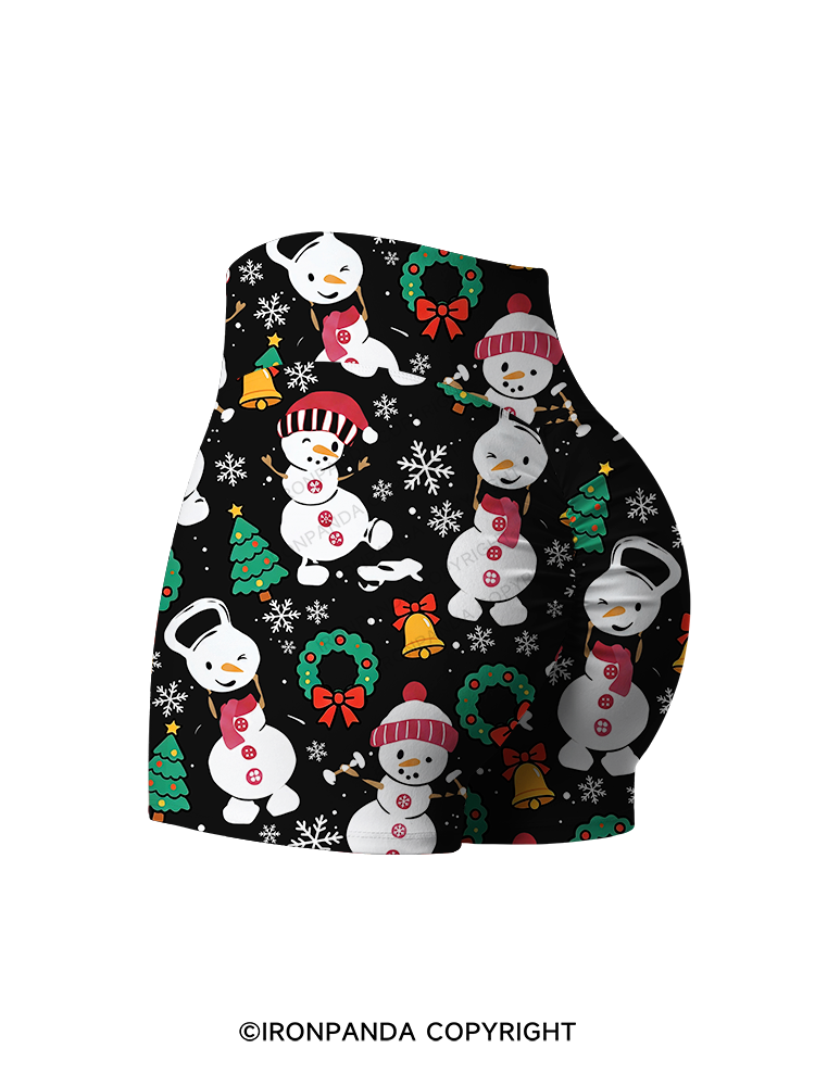 Sweatin with my Snowmies Printed Yoga Shorts