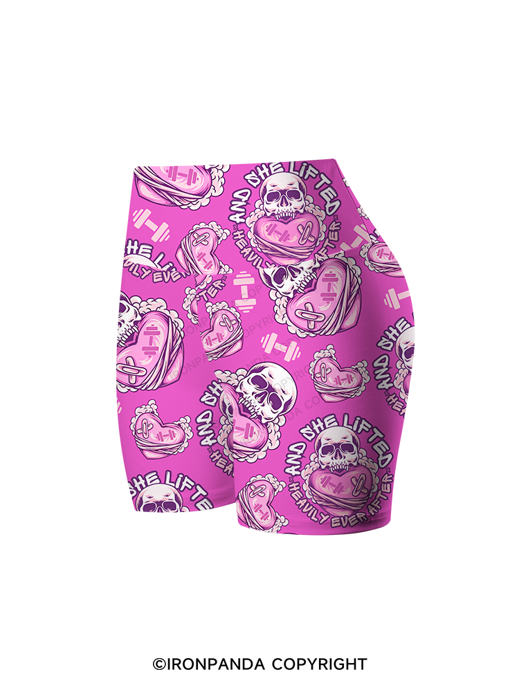 And She Lifted Heavily Ever After Printed Yoga Cycling Shorts